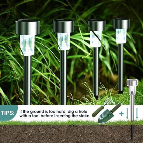 Solar-Gartenleuchten-Set mit LED-Landschafts-/Wegbeleuchtung, Edelstahl-12 (1/5)