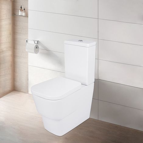 NRG Bathroom Toilet WC Close Coupled Toilet and Cistern Compact Soft Close UF Seat (1/3)