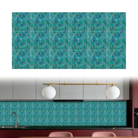 Dalle Pvc Adhesive, Carrelage Adhesif Mural, Résistant à l’Eau et à l’Huile Stickers Carrelage, Autocollants Carreaux Deco pour Cuisine, la Salle de Bain, 15  15 cm, 18 Pièces (1/5)