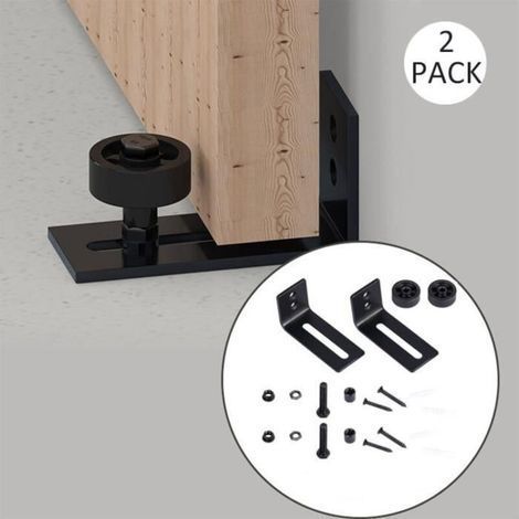 pair 2 PACK Ajustable Guide de Plancher Mur / porte Guide Inférieur Pour Porte en Bois Coulissante, Noir (1/4)