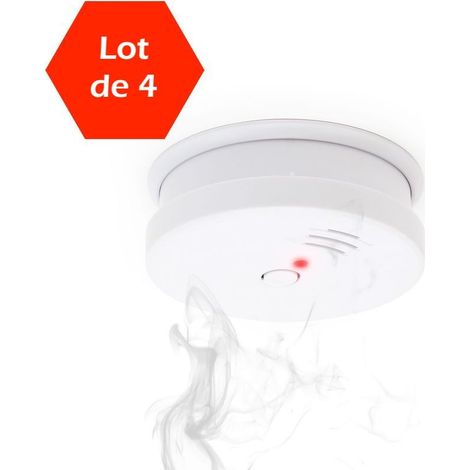 Lot de 4 Détecteurs de fumée + Pile 9V. Alarme Incendie Certifiée Normes Européennes (1/4)
