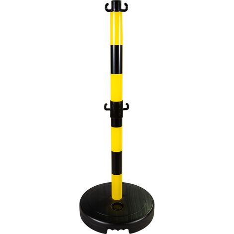 Poteau PVC Jaune/Noir avec crochets à mi-hauteur sur socle à lester 9kg - 2000963