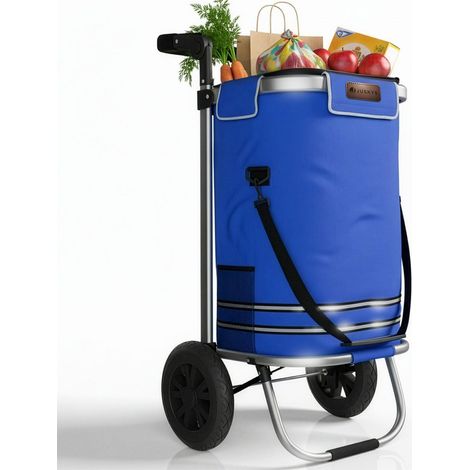 Carrello spesa 3in1 - capacità 56 L Blu scuro Carrello pieghevole per fare la spesa in tutta comodità (1/2)