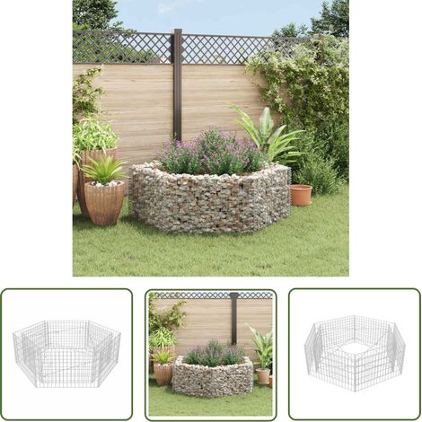 The Living Store Sechseckiges Gabionen-Hochbeet 160×140×50 cm - Gabionen-Hochbeet - Steinkorb - Gartenmöbel - Balkon Dekoration - Pflanzenbehälter (1/5)