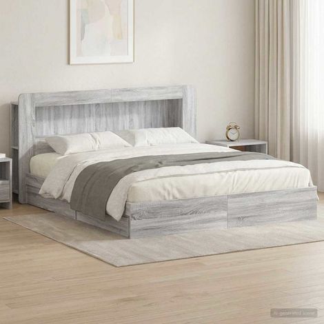 Estructura de cama con almacenamiento gris 180 x 200 cm (1/5)