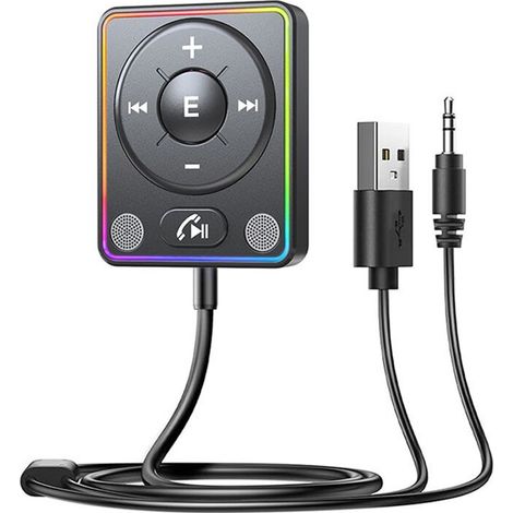 Adaptador AUX para coche de 5,4 pulgadas [Potentes micrófonos duales y reducción de ruido] Receptor de música para coche y (1/2)