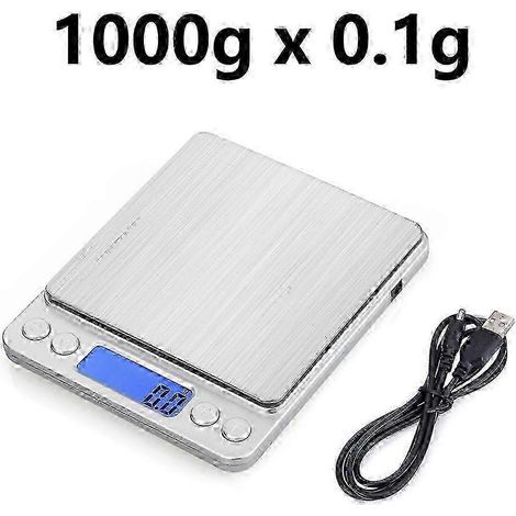 Mini balance numérique 3000 g (3 kg/2 kg/1 kg), précision 0,1 g, rétroéclairage, format de poche, compatible avec les ustensiles de cuisine et de mesure alimentaire. (1/5)