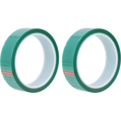 Lot de 2 rubans adhésifs thermiques PET vert 0.06mm épaisseur 25mm largeur 33m longueur pour masquage peinture cuisson électrolyse isolant (1/5)