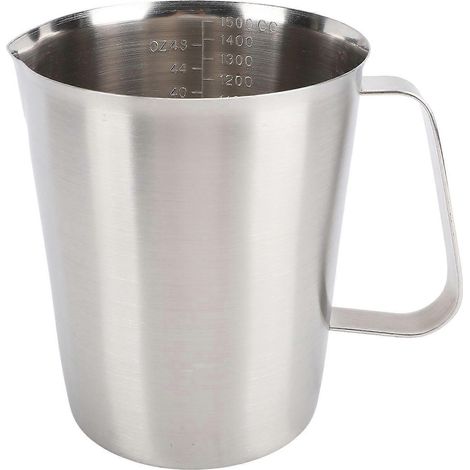 Messbecher mit Markierungen und Ausgießer, Edelstahl 304, leicht zu reinigen, Milchaufschäumkännchen für Kaffee