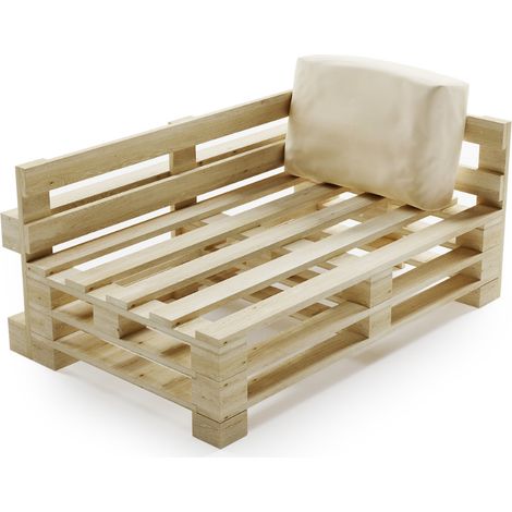 Coussin Palette Déhoussable Imperméable - Angle 60x40 cm Beige Bananair Fabriqué en France (1/5)