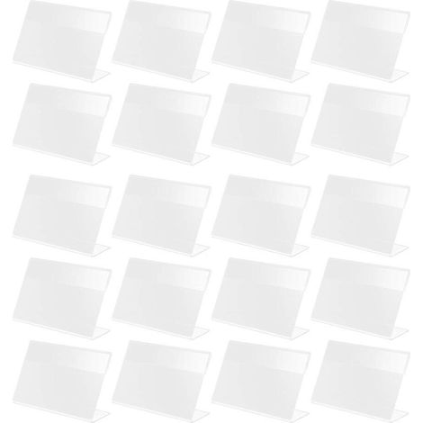 Lot de 20 porte-étiquettes de prix transparents en forme de L-6.00X4.00X3.00CM-transparent