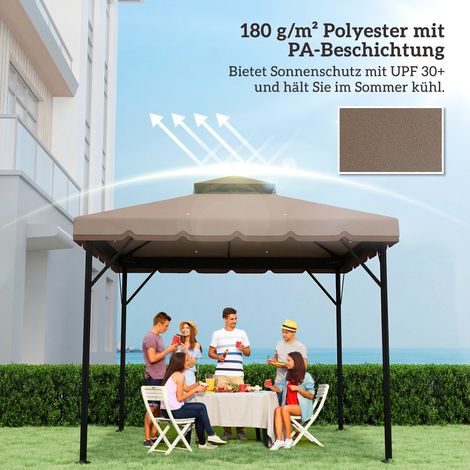 Abri de remplacement pour tonnelle 3x3m, imperméable, toit double avec trous d'évacuation d'eau, kaki (1/4)