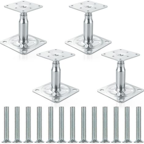 Lot de 4 supports de poteau surélevés galvanisés réglables de 100 à 150 mm, support de toit robuste pour construction (1/5)