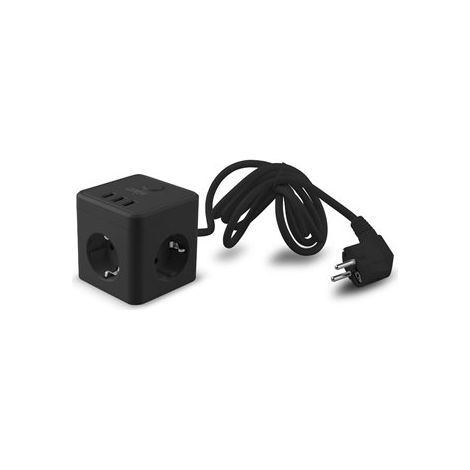PowerCube 10A con 3 tomas Schuko + 3 USB y cable de 1,5 metros color negro (1/3)