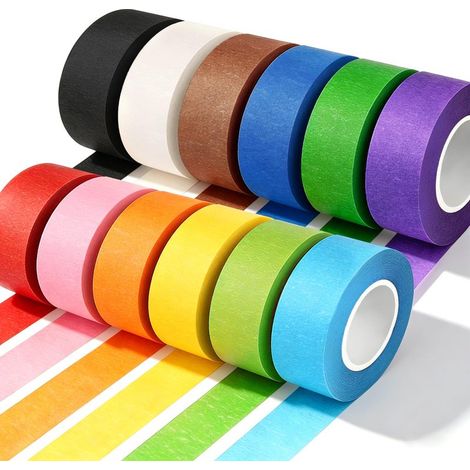 Beyamis Rubans adhésifs couleurs lot12 - 25mmx10m arc-en-ciel (1/5)