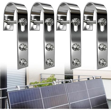 Lot De 4 Crochets De Support Universels Pour Centrale Électrique De Balcon Et Panneau Solaire En Acier Inoxydable 304 (1/5)