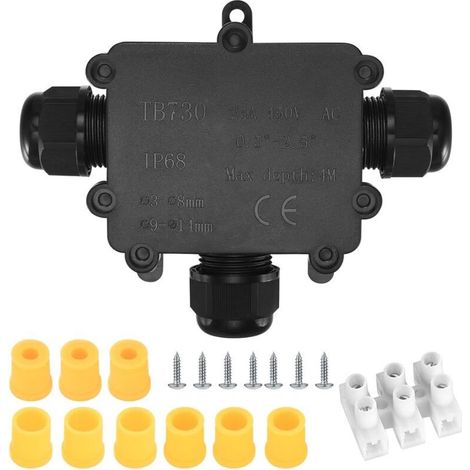 Boîte de Jonction étanche IP68, Boîte de Dérivation Etanche Electrique Exterieur, 3 Voies Connecteurs de Câble pour Cable 3-8mm & 9-14mm Diamètre (1/5)