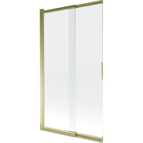 Mexen – Paroi de baignoire coulissante 2 volets 100 x 150 cm – Verre trempé transparent – Finition dorée – Installation universelle – 8911000025000 - FOX 100 X (1/5)