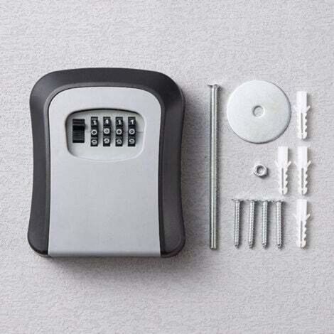 Grey Secure Key Box, with 4-Digit Code Lock, Large Key Box, Waterproof and Rustproof, Wall Mounted Key Box for Indoor and Outdoor Use. (1/4)