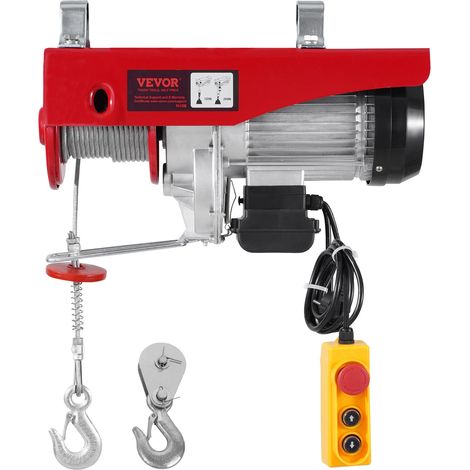 Palan Électrique, Charge Double Câble 1200 kg, Télécommande Filaire 4,2 m, Hauteur Levage Câble Simple 12 m, Élingue Simple Double, Arrêt d'Urgence, Palan Élévateur pour Garage, Entrepôt, Usine (1/5)