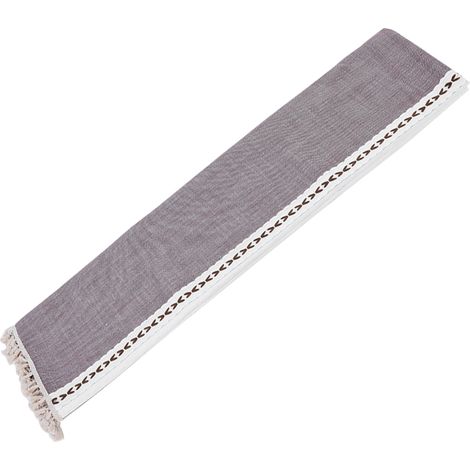 Tischdecke aus Baumwoll-Leinen-Gewebe mit Quasten, staubdicht, Tischüberzug, Tischdekoration (Braun, 55 x 55 Zoll) (1/5)