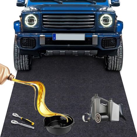 Tapis de Garage 100x300 CM Protection Moto Atelier Collection d’Huile Noir (1/5)