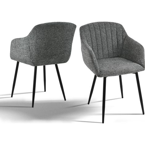 Goeurvant Sillas de comedor minimalistas con asiento ancho y reposabrazos ergonómicos, combinación de confort y elegancia - Juego de 2 - Gris/Verde - Chenilla