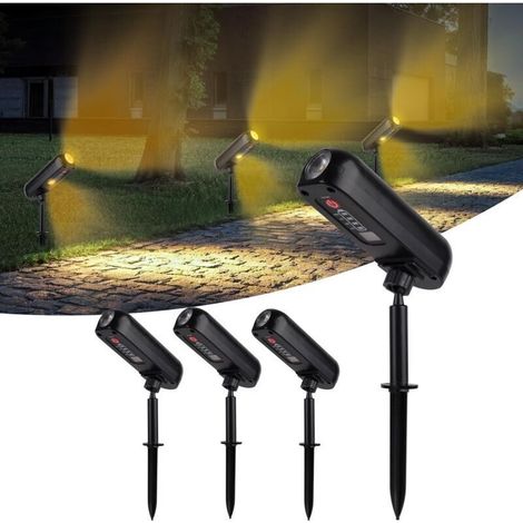 4er-Set Solarstrahler, 3000 K, IP65 wasserdicht, 2 Modi, Solar-Außenbeleuchtung für Garten, Einfahrt, Weg, Hof (1/4)