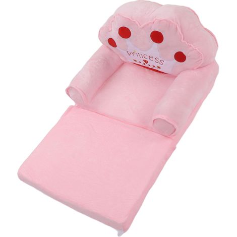 Canapé-lit pliable 2 en 1 pour enfants, rose, motif couronne, 2 couches. (1/5)