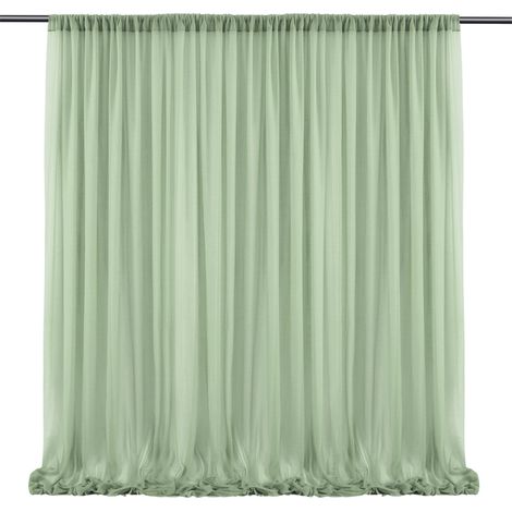 Rideaux transparents 1.5x3m, draperies en arc polyvalentes, rideau d'arrière-plan pour photographie de mariage, vert grisâtre (1/5)