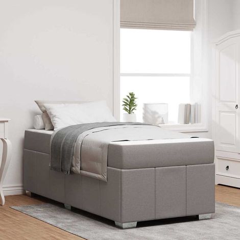 Cadre de lit avec matelas Taupe 80 x 200 cm tissu