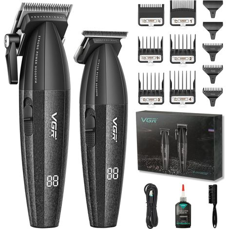 Professional Hair Clipper For Men With LED Display  Cordless Trimmer And Trimmer Set, Zero Gap T-Blade Cutting Kit, DLC Ceramic Blade, Gift Kit (1/5)