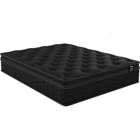 Matelas 160 x 200 cm hybride ressorts ensachés, surmatelas intégré et coutil noir ép.30cm - GAMIANI de YSMÉE