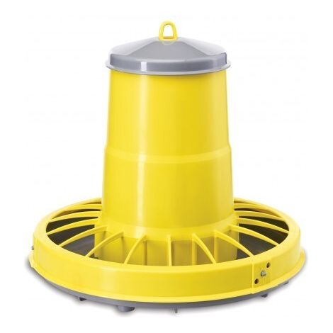 Mangeoire trémie plastique volaille cylindrique  jaune 10 kg