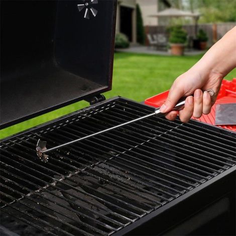 Grattoir À Barbecue - Acier Inoxydable - Manche Long 37,5 Cm - Pour Grilles Rondes Et En Forme De V - 1 Pièce (1/5)