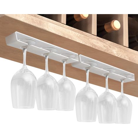 Weinregal für unter den Küchenschrank, 2er-Set Hängeregale für Flaschen und Gläser, weißer Bar-Organizer für Schrank und Küche (1/5)