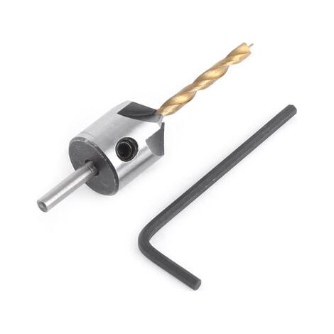 Wood Drill Bit with Milling Head, HSS High Speed Steel Wood Drill Bit, Wood Conical Milling Head with Hex Wrench, Reamer, Chamfering Tool (3.5mm) (1/3)