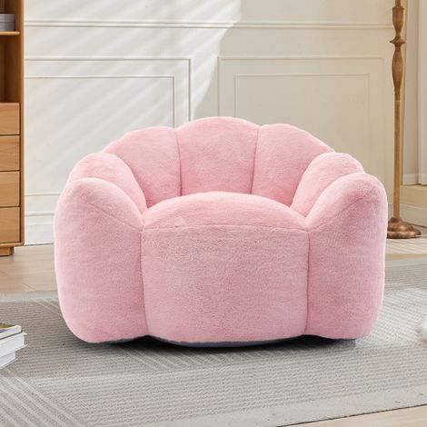 Canapé compact en forme de lotus, siège pour adultes, avec poignée de traction à poils courts. Prêt à l'emploi sans montage et facile à déplacer, convient aux salons, chambres et autres pièces. Ros (1/4)