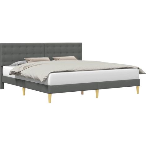Bed Frame with Headboard Dark Grey 180 x 200 cm Fabric vidaXL