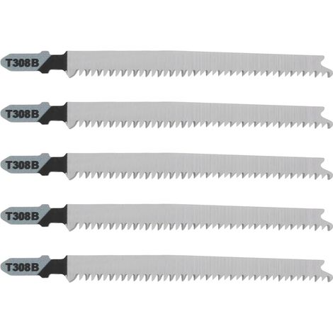 Set of 5 Jigsaw Blades T308B for Wood Cleaning Double Sided 116 x 10 mm 2608900559 (1/5)
