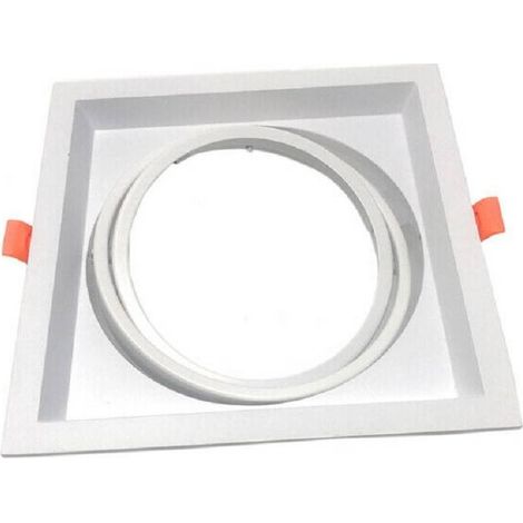 Trade Shop - Portafaretto Incasso Ar111 Quadrato Supporto Per Faretti Illuminazione P-ar111-1 - Blanco (1/3)