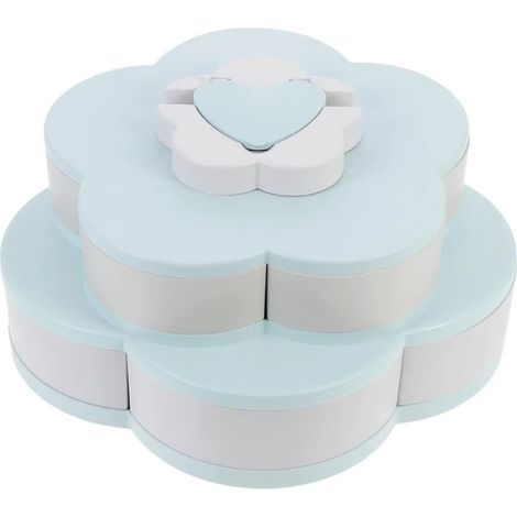 Eine elegante, drehbare Snackschale mit floralem Muster, BPA-frei, platzsparend und vielseitig – ideal für die Bewirtung von Gästen.