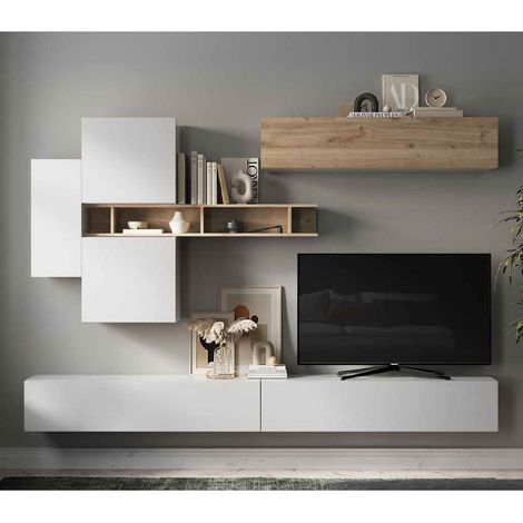 Parete attrezzata soggiorno L 276x210x30 comp 44 - Infinity CADIZ / BIANCO L.