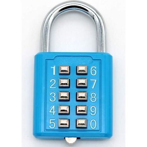 DBBEGK Cadenas en acier inoxydable avec combinaison de 10 chiffres pour le verrouillage du mot de passe (bleu) , sans clé pour le terrain de sport et le vestiaire