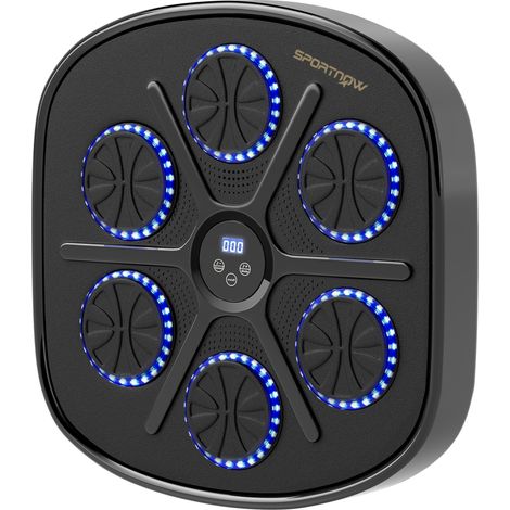 Machine de boxe musicale Bluetooth avec LED, 9 vitesses et 9 modes, noire, OKWISH (1/5)