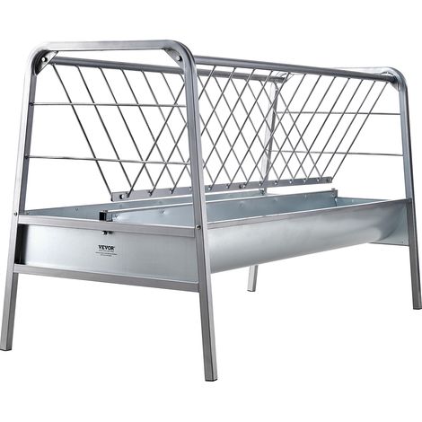 VEVOR Mangeoire a foin pour betail,2 en 1 cereales et foin,capacite 80 gallons,59 po de long,bac dealimentation plus profond,acier robuste,elevages de moutons et hangars