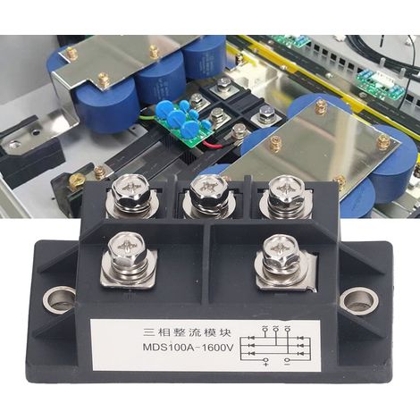 Pont redresseur triphasé MDS75A 1600V, module d'alimentation redresseur à diodes triphasé avec dissipation thermique par plaque de cuivre (1/3)
