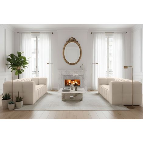 Sofaset Designersofa SOLVIE 4-4 in Stoff Tiffani Beige (1/4)