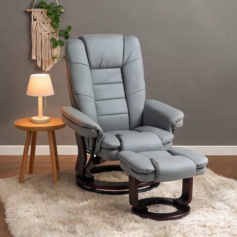 Fauteuil relax coloris gris en bonded cuir 85 x 82 x 106 cm (1/5)