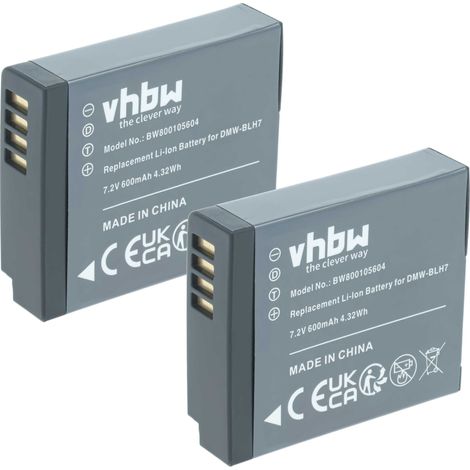 vhbw 2x Akku kompatibel mit Panasonic Lumix DMC-GF7, DC-GX800K, DC-GX800, DC-GX850, DC-GX880, DMC-GF7K Kamera (600 mAh, 7,2 V, Li-Ion), Infochip (1/5)